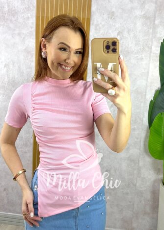 Blusa Emili Assimétrica - Rosa Baby - Milla Chic