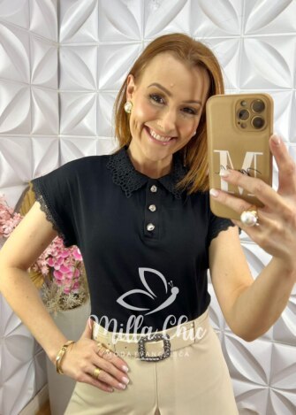 Milla Chic - millachic com br blusa estefanie em malha algodao preta 2 Blusa Estefanie em Malha Algodão - Preta - Milla Chic