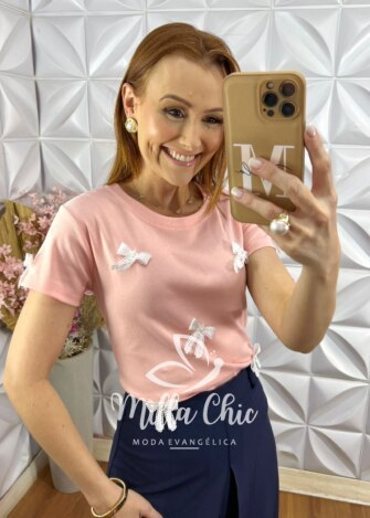 Blusa Gioconda em Malha Algodão com Lacinho - Menta - Milla Chic