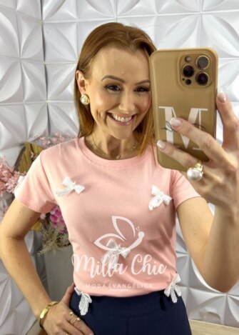 Blusa Gioconda em Malha Algodão com Lacinho - Menta - Milla Chic