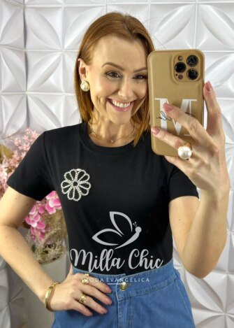 Blusa Hadia em Malha com Aplicação - Laranja - Milla Chic
