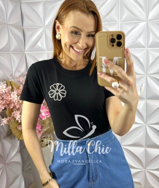 Blusa Hadia em Malha com Aplicação - Laranja - Milla Chic