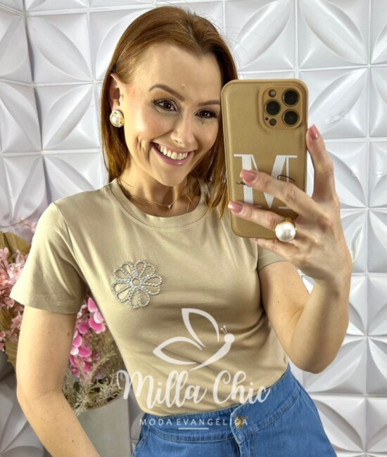 Blusa Hadia em Malha com Aplicação - Laranja - Milla Chic