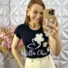 Blusa Isis em Tricot com Bordado - Preta - Milla Chic