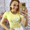 Blusa Isis em Tricot com Bordado - Amarela - Milla Chic