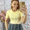Blusa Lidiane Em Tricot Modal - Amarelo Manteiga - Milla Chic