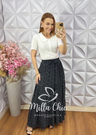 Blusa Lidiane Em Tricot Modal - Branca - Milla Chic