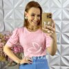 Blusa Maria Em Viscolycra Listrada - Rosa - Milla Chic
