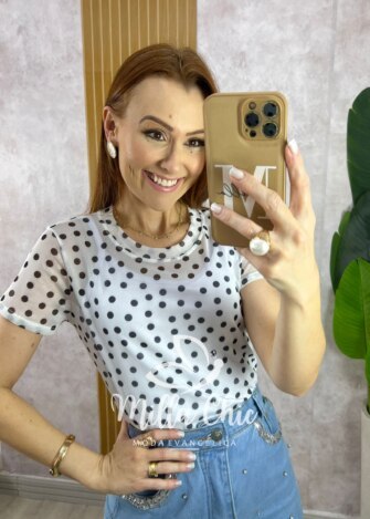 Milla Chic - millachic com br blusa preta penelope em tule poa copia 1 Blusa Branca Penélope Em Tule - Poá - Milla Chic