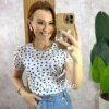 Blusa Branca Penélope Em Tule - Poá - Milla Chic