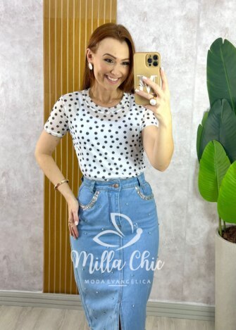 Milla Chic - millachic com br blusa preta penelope em tule poa copia Blusa Branca Penélope Em Tule - Poá - Milla Chic
