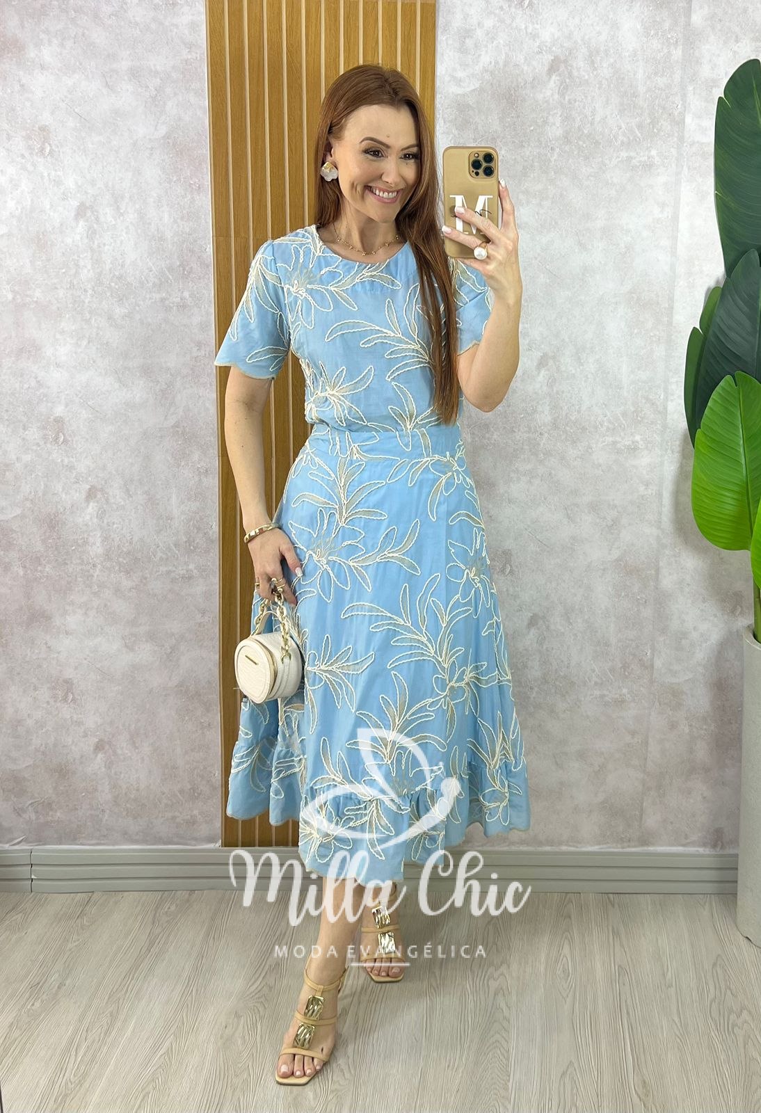 Milla Chic - millachic com br conjunto malu em bordado cordone azul ceu 1 Conjunto Malu Em Bordado Cordonê - Azul Céu - Milla Chic
