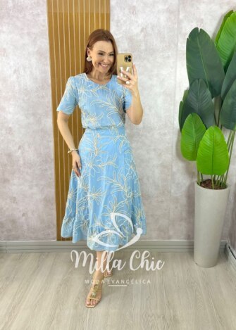 Milla Chic - millachic com br conjunto malu em bordado cordone azul ceu 4 Conjunto Malu Em Bordado Cordonê - Azul Céu - Milla Chic