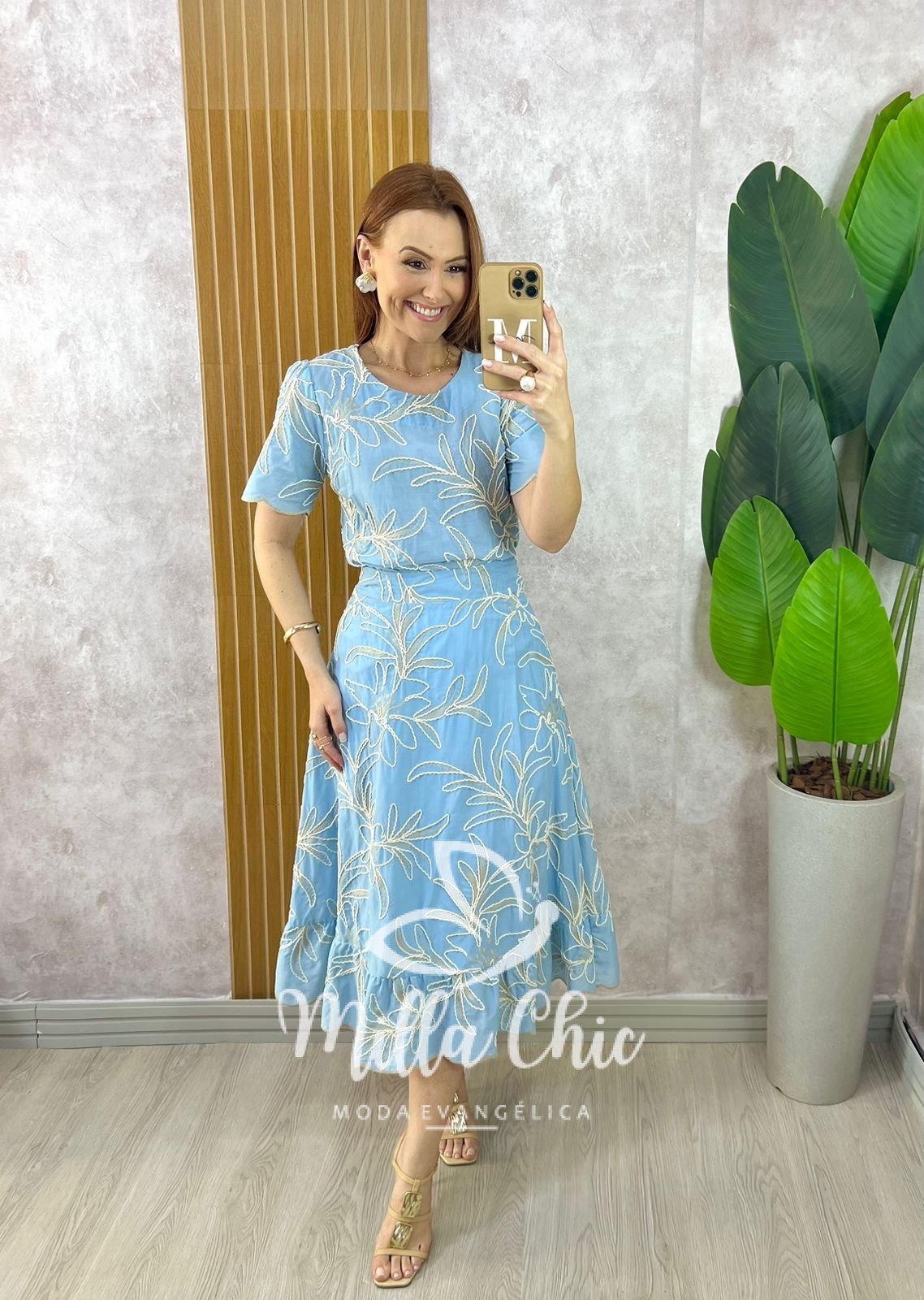 Milla Chic - millachic com br conjunto malu em bordado cordone azul ceu 6 Conjunto Malu Em Bordado Cordonê - Azul Céu - Milla Chic