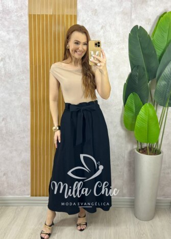Saia Ayde Em Alfaiataria Marrant - Preta - Milla Chic