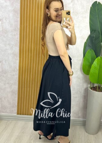 Saia Ayde Em Alfaiataria Marrant - Preta - Milla Chic