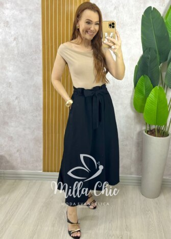 Saia Ayde Em Alfaiataria Marrant - Preta - Milla Chic