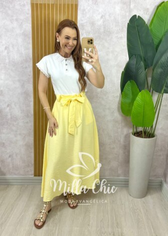 Milla Chic - millachic com br saia ayde em alfaiataria marrant amarelo manteiga 6 Saia Ayde Em Alfaiataria Marrant - Amarelo Manteiga - Milla Chic