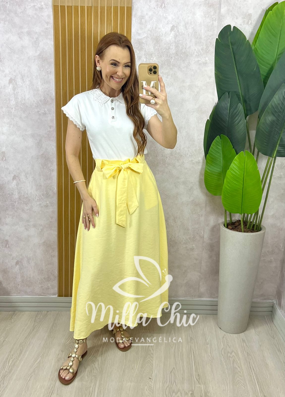 Milla Chic - millachic com br saia ayde em alfaiataria marrant amarelo manteiga 6 Saia Ayde Em Alfaiataria Marrant - Amarelo Manteiga - Milla Chic