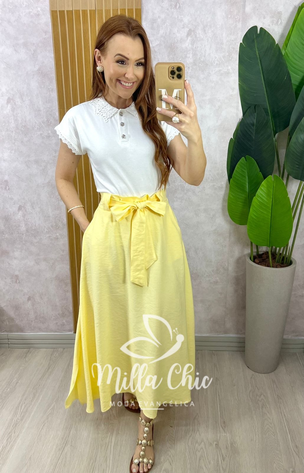 Milla Chic - millachic com br saia ayde em alfaiataria marrant amarelo manteiga 7 Saia Ayde Em Alfaiataria Marrant - Amarelo Manteiga - Milla Chic