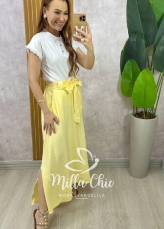 Milla Chic - millachic com br saia ayde em alfaiataria marrant amarelo manteiga 8 Saia Ayde Em Alfaiataria Marrant - Amarelo Manteiga - Milla Chic