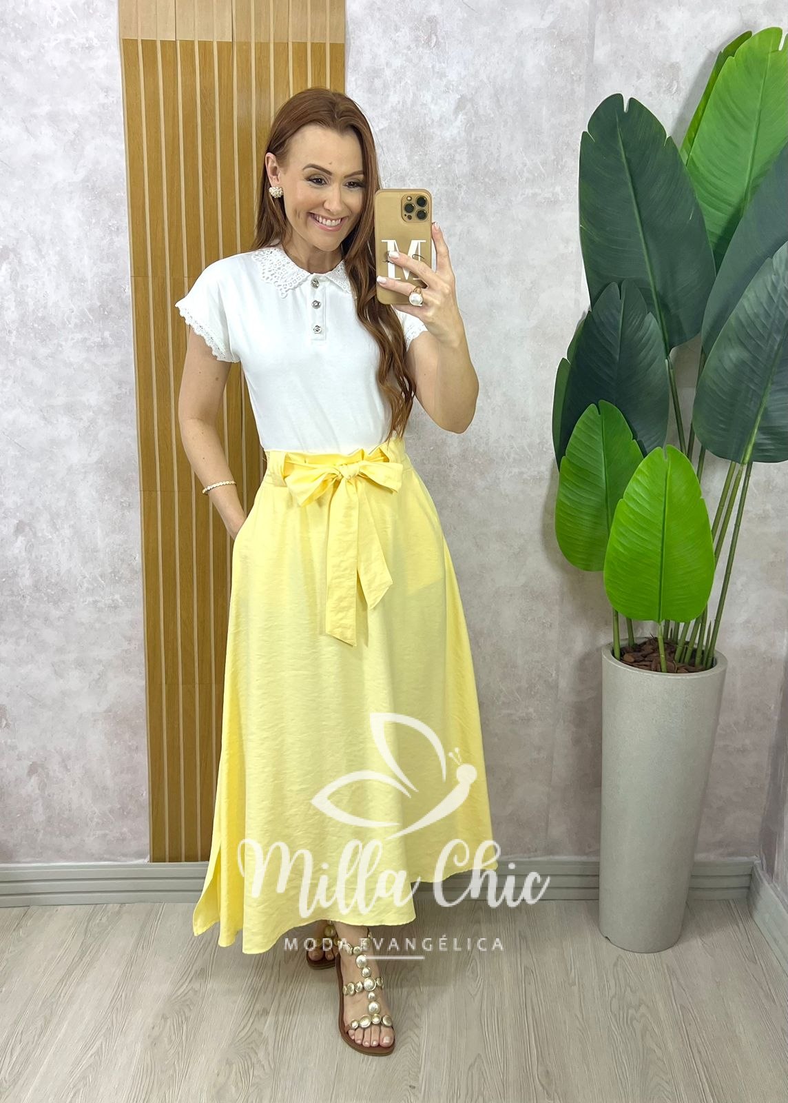 Milla Chic - millachic com br saia ayde em alfaiataria marrant amarelo manteiga 9 Saia Ayde Em Alfaiataria Marrant - Amarelo Manteiga - Milla Chic