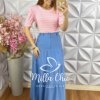 Saia Eloá em Viscoamida - New Blue - Milla Chic