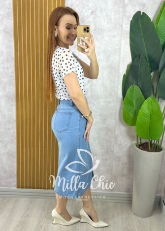 Saia Jeans Martina Com Pedraria - Milla Chic
