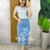 Saia Jeans Martina Com Pedraria - Milla Chic