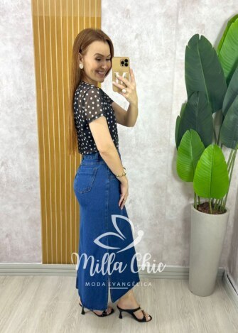 Saia Jeans Pérola - Milla Chic