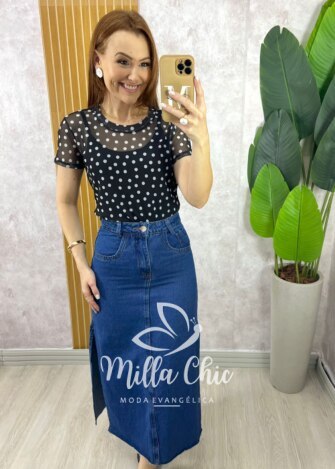 Saia Jeans Pérola - Milla Chic