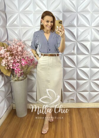 Milla Chic - millachic com br saia manuela em alfaiataria panacota 6 Saia Manuela em Alfaiataria - Panacota - Milla Chic