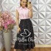 Saia Nanda em Viscolinho - Preto - Milla Chic