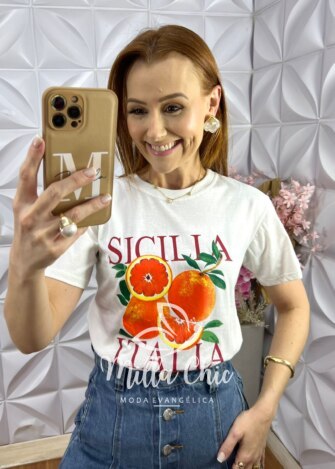 T-shirt Malha Algodão Itália - Branca - Milla Chic