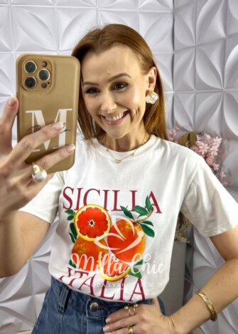 T-shirt Malha Algodão Itália - Branca - Milla Chic