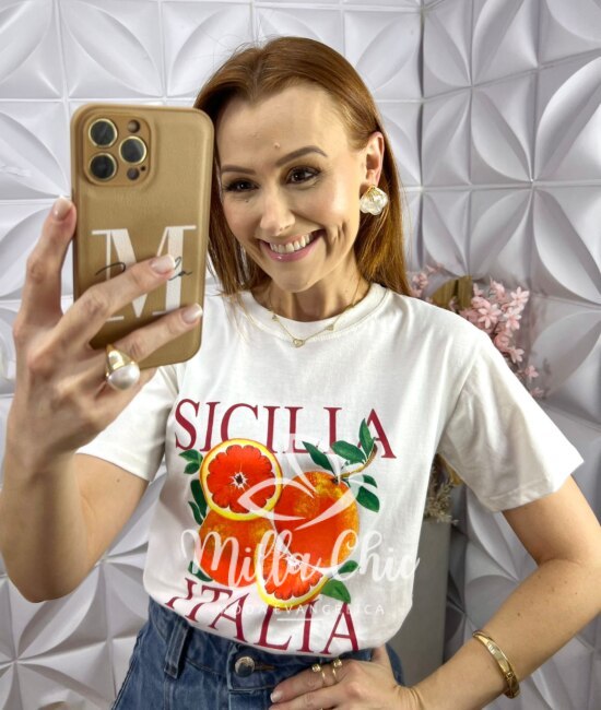 T-shirt Malha Algodão Itália - Branca - Milla Chic