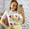 T-shirt Tropical Malha Algodão - Branca - Milla Chic