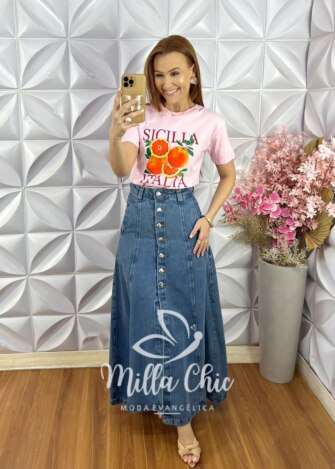 T-shirt Malha Algodão Itália - Branca - Milla Chic