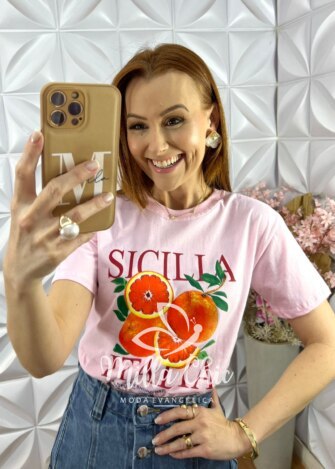 T-shirt Tropical Malha Algodão - Branca - Milla Chic