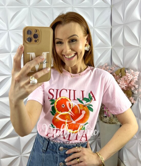 T-shirt Tropical Malha Algodão - Branca - Milla Chic