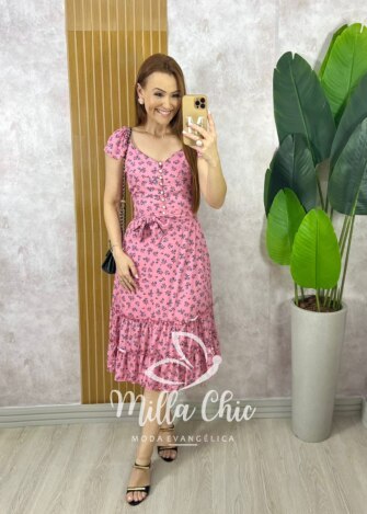 Milla Chic - millachic com br vestido abigail floral rosa 2 Vestido Abigail Floral- Rosa - Milla Chic
