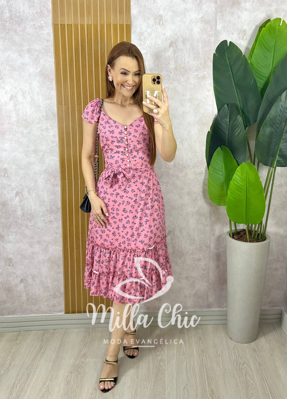 Milla Chic - millachic com br vestido abigail floral rosa 2 Vestido Abigail Floral- Rosa - Milla Chic