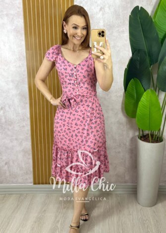 Milla Chic - millachic com br vestido abigail floral rosa Vestido Abigail Floral- Rosa - Milla Chic