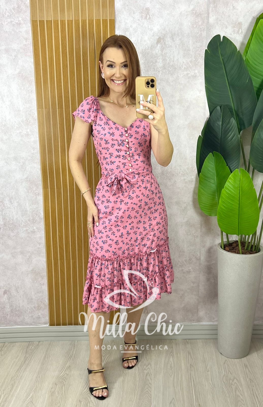 Milla Chic - millachic com br vestido abigail floral rosa 4 Vestido Abigail Floral- Rosa - Milla Chic