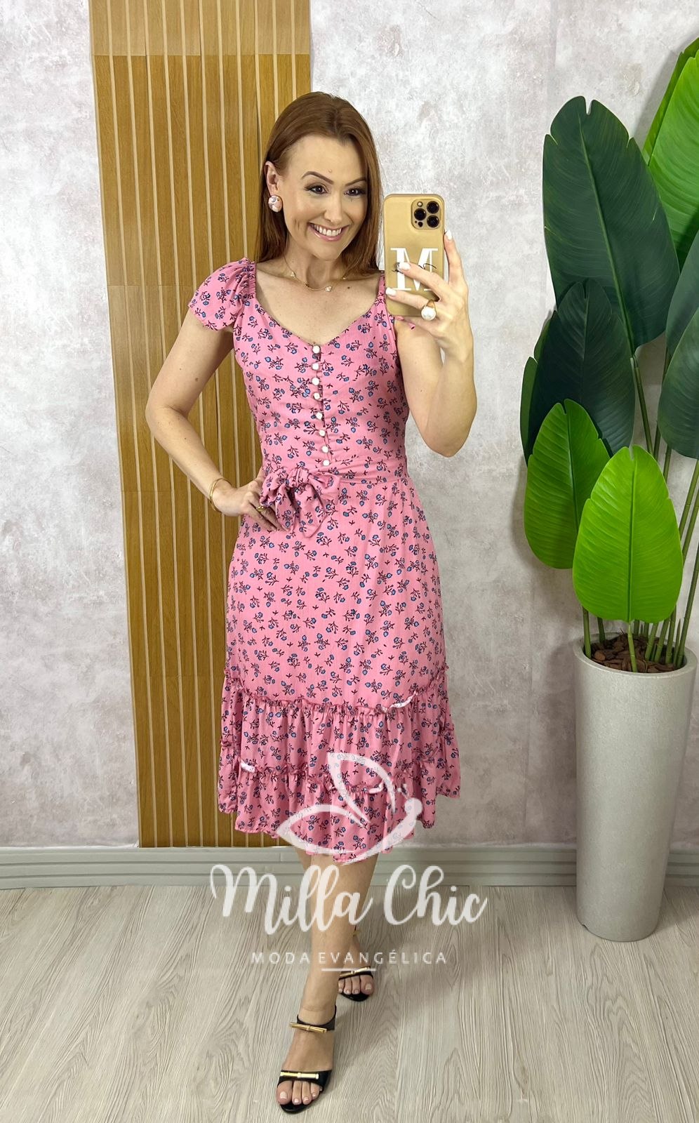Milla Chic - millachic com br vestido abigail floral rosa Vestido Abigail Floral- Rosa - Milla Chic