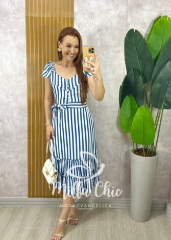 Vestido Abigail Listrado - Naval - Milla Chic