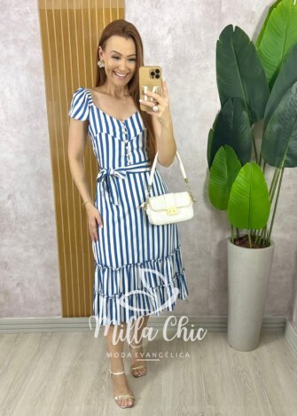 Vestido Abigail Listrado - Naval - Milla Chic