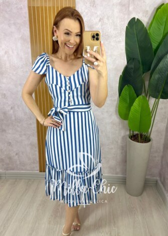 Vestido Abigail Listrado - Naval - Milla Chic