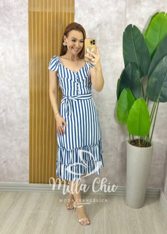 Vestido Abigail Listrado - Naval - Milla Chic