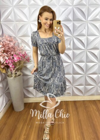 Vestido Amanda Comfy em Viscolycra - Azul - Milla Chic